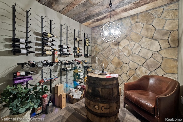 6654 College Park, Clarkston, MI 48346 - wine cellar with a chandelier and wood ceiling