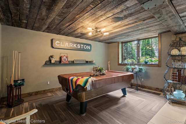 6654 College Park, Clarkston, MI 48346 - rec room with billiards, baseboards, and wood ceiling