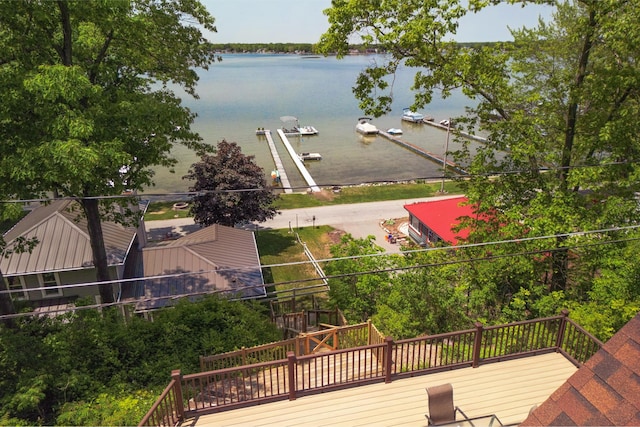 7107 Hallenbeck Hwy, Manitou Beach, MI 49253 - deck featuring a water view