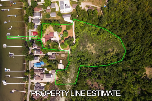 7107 Hallenbeck Hwy, Manitou Beach, MI 49253 - aerial perspective of suburban area featuring property boundaries highlighted