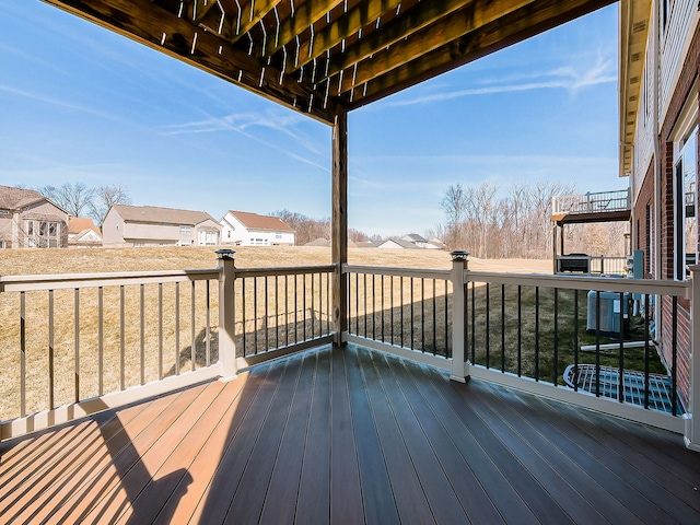 deck with a residential view