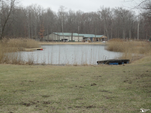 property view of water with a forest view