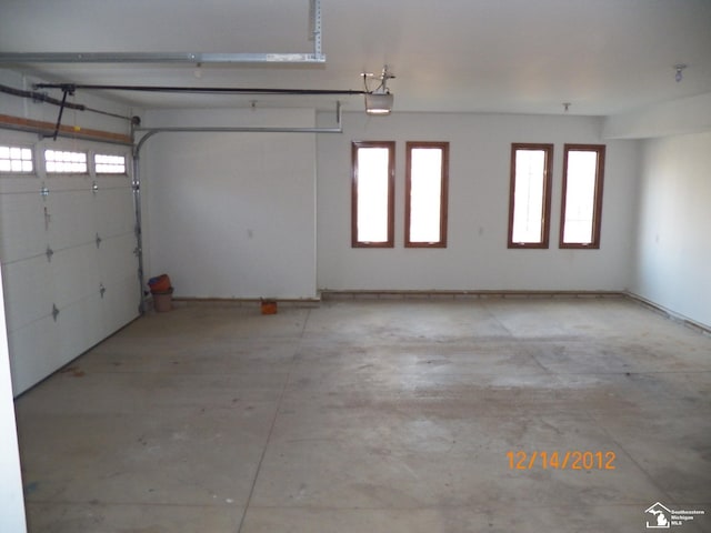 garage with a garage door opener
