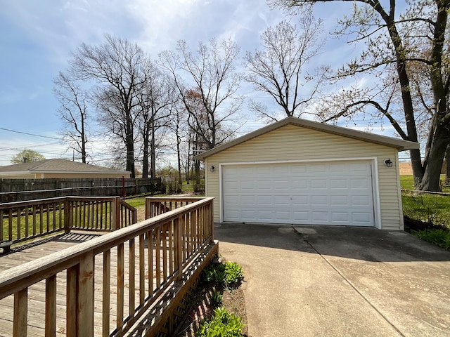 detached garage with fence