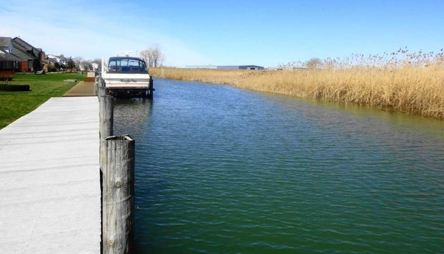 dock area with a water view