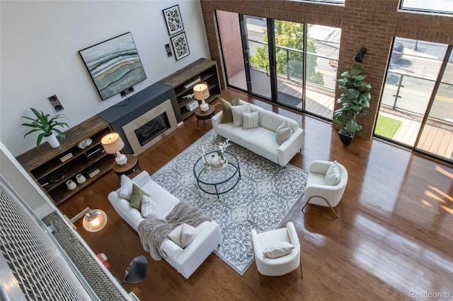 100 N Center St Unit 302, Royal Oak, MI 48067 - living area featuring wood finished floors and a glass covered fireplace