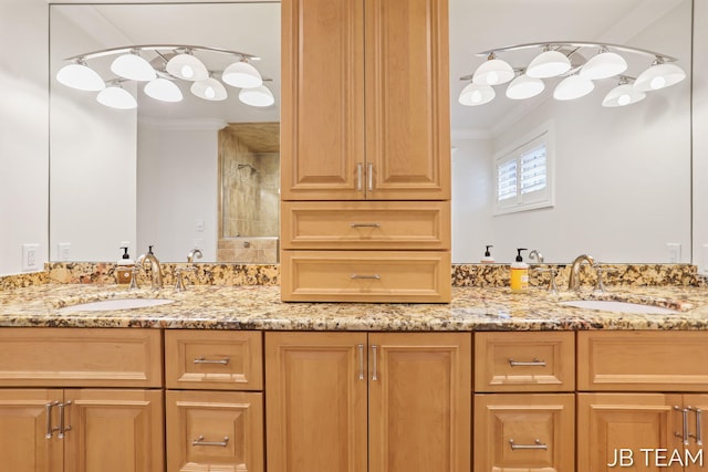 6579 Partridge Ln, Holland, MI 49423 - full bath featuring ornamental molding and double vanity