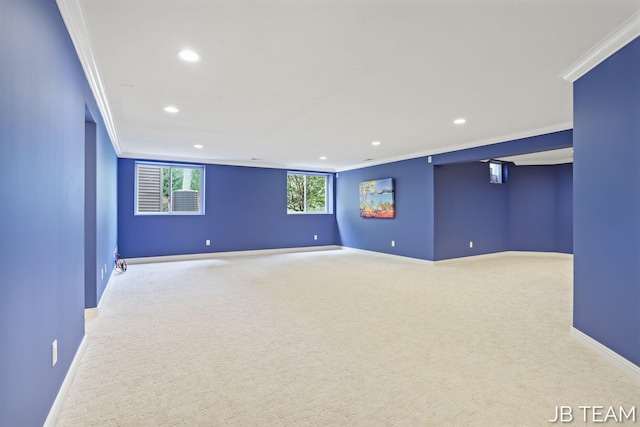 6579 Partridge Ln, Holland, MI 49423 - carpeted spare room with crown molding, baseboards, and recessed lighting