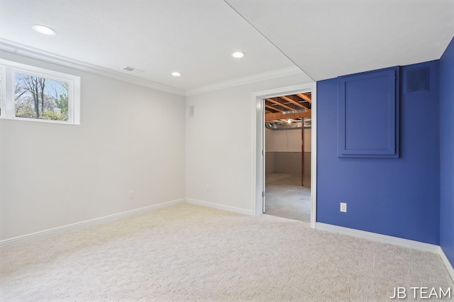 6579 Partridge Ln, Holland, MI 49423 - unfurnished bedroom featuring recessed lighting, carpet floors, baseboards, a spacious closet, and crown molding