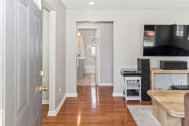 537 Andresen Ct, Hazel Park, MI 48030 - office area with wood finished floors, baseboards, and recessed lighting