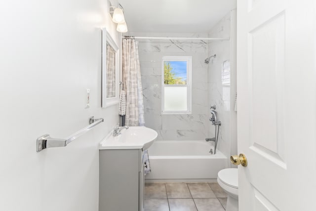 537 Andresen Ct, Hazel Park, MI 48030 - bathroom featuring shower / tub combo, vanity, toilet, and tile patterned flooring