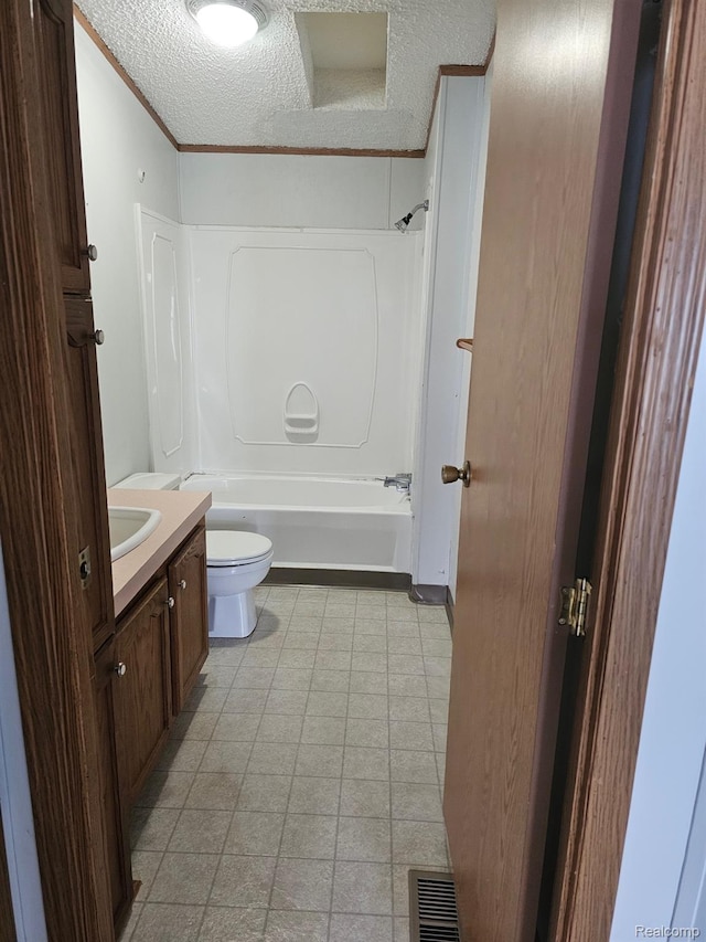 73 Grey Fox Ct, Grand Blanc, MI 48439 - full bathroom featuring vanity, a textured ceiling, tub / shower combination, and crown molding