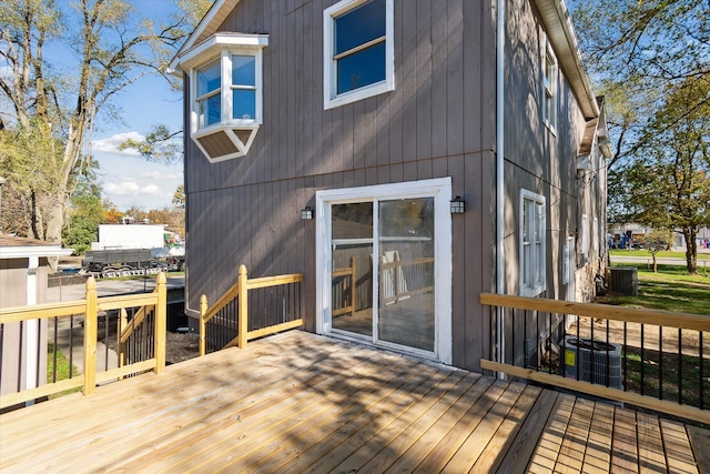 wooden terrace with central AC unit