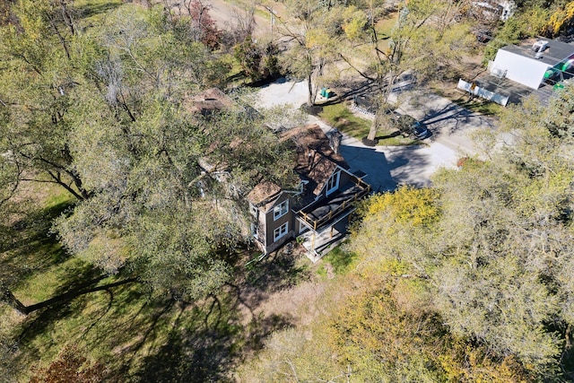 drone / aerial view with a view of trees