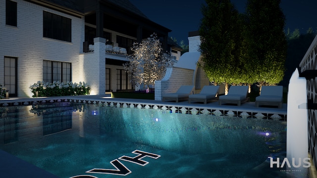 1644 Vista Dr, Oakland, MI 48363 - pool at twilight with an outdoor pool