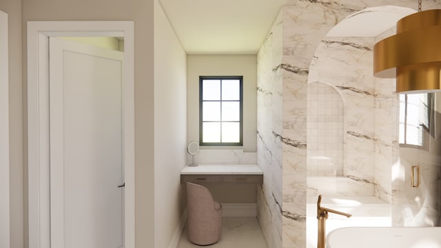 1644 Vista Dr, Oakland, MI 48363 - bathroom featuring marble finish floor and a washtub