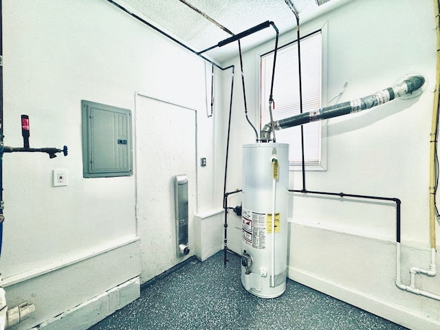 utilities with water heater and electric panel