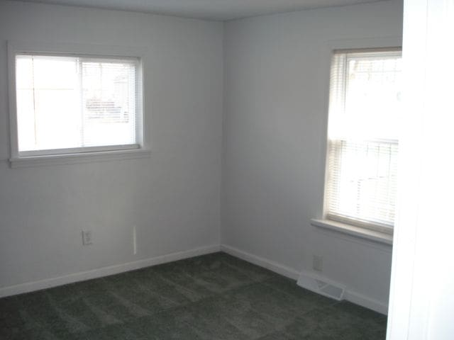 20885 Westview Ave, Ferndale, MI 48220 - empty room with baseboards, dark colored carpet, visible vents, and a wealth of natural light