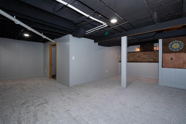 finished below grade area featuring carpet floors