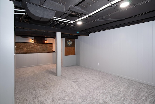 finished below grade area with carpet floors