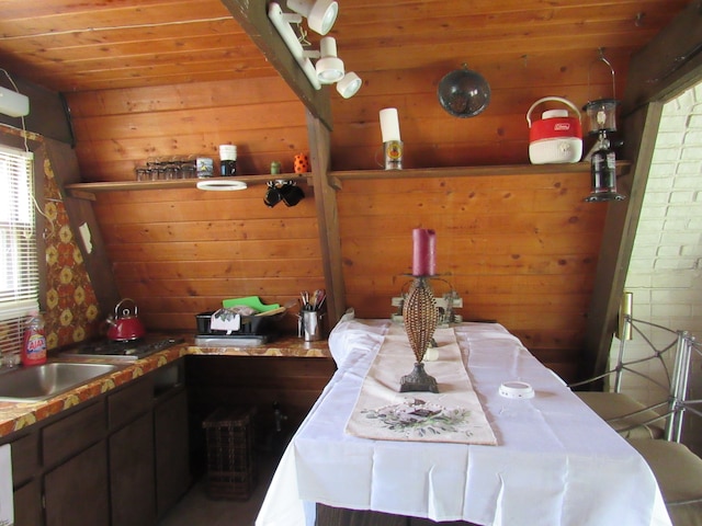 5892 Woodland Dr, Lake, MI 48632 - dining room featuring wood walls