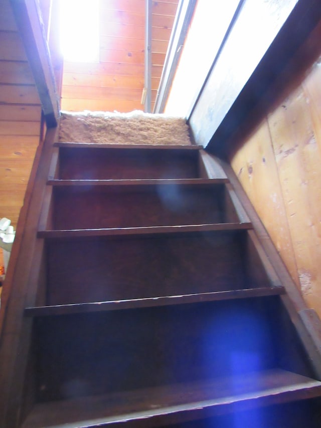 5892 Woodland Dr, Lake, MI 48632 - staircase with wood walls