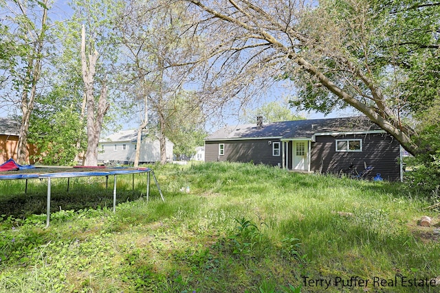view of yard with a trampoline