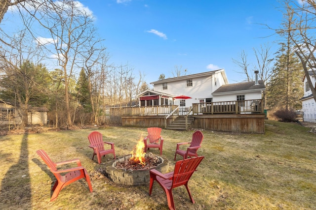 9696 Union Pier Rd, Union Pier, MI 49129 - view of yard featuring a deck and an outdoor fire pit