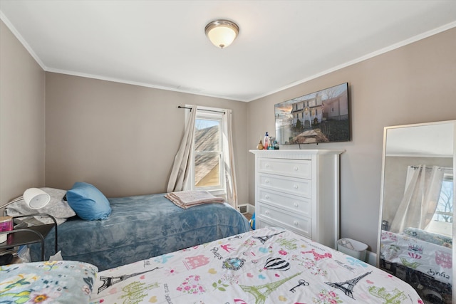 bedroom featuring crown molding
