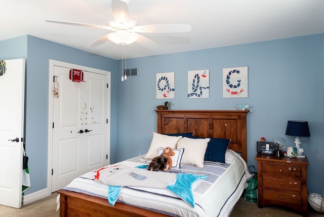 220 S Castell Ave, Rochester, MI 48307 - bedroom featuring light colored carpet, a closet, ceiling fan, and baseboards