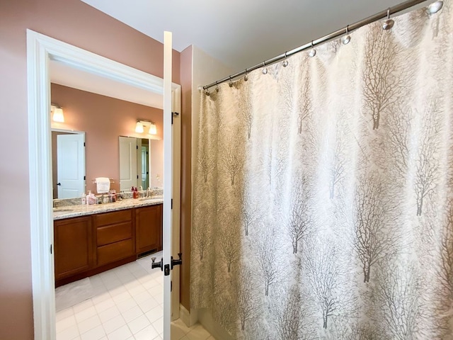 220 S Castell Ave, Rochester, MI 48307 - bathroom with tile patterned flooring, vanity, and a shower with shower curtain