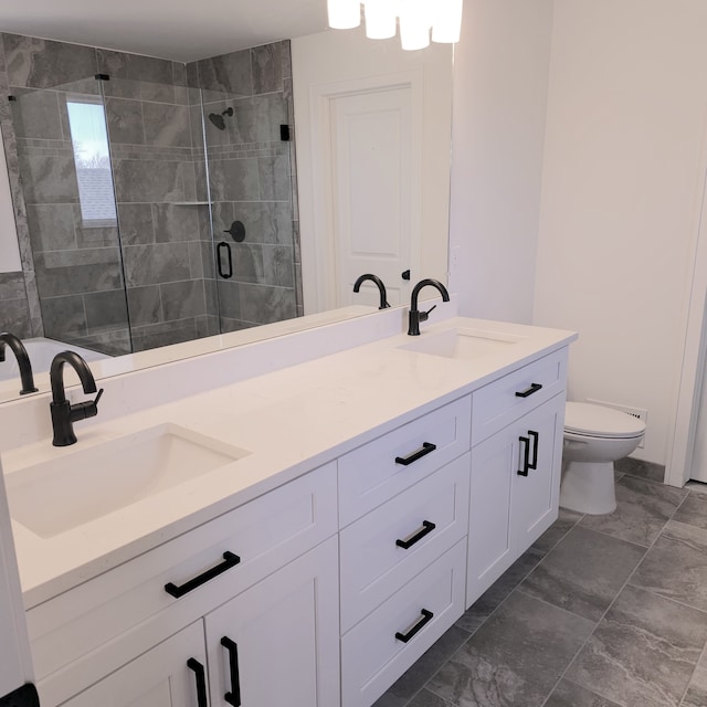 18430 Stallmann Dr, Macomb, MI 48042 - full bath featuring double vanity, a shower stall, and marble finish floors