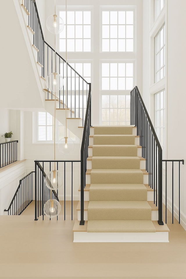 1632 Vista Dr, Oakland, MI 48363 - stairs featuring a high ceiling