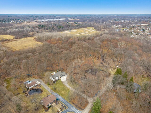 aerial view with a forest view