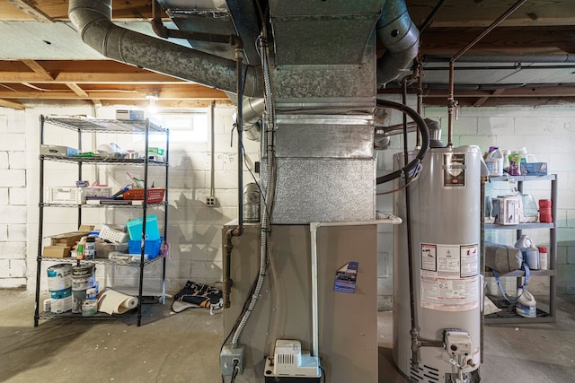 utilities with heating unit and gas water heater