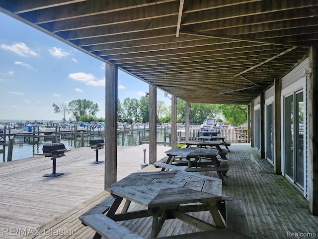 37512 Jefferson Ave Unit # 301, Harrison Township, MI 48045 - deck with a water view, a boat dock, and boat lift