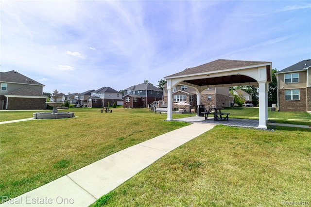 2959 Montgomery Cir, Walled Lake, MI 48390 - view of community with a gazebo, a residential view, and a lawn