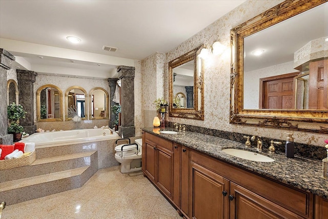1270 John R Rd, Rochester Hills, MI 48307 - full bath with wallpapered walls, a garden tub, visible vents, and a sink