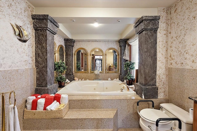 1270 John R Rd, Rochester Hills, MI 48307 - full bath featuring toilet, tile walls, and a whirlpool tub