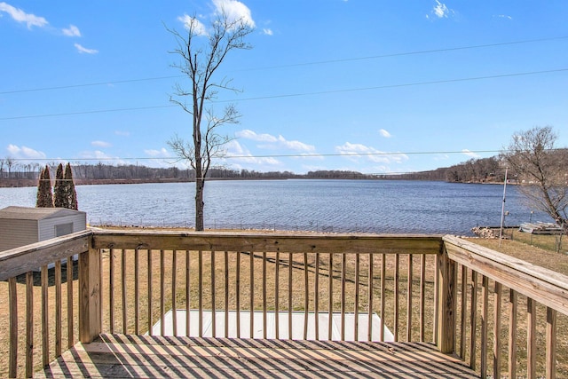 deck with a water view