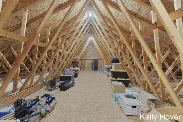 view of unfinished attic