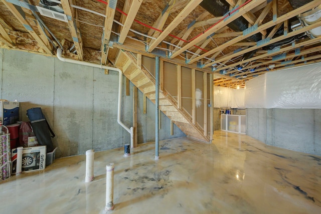 view of unfinished below grade area