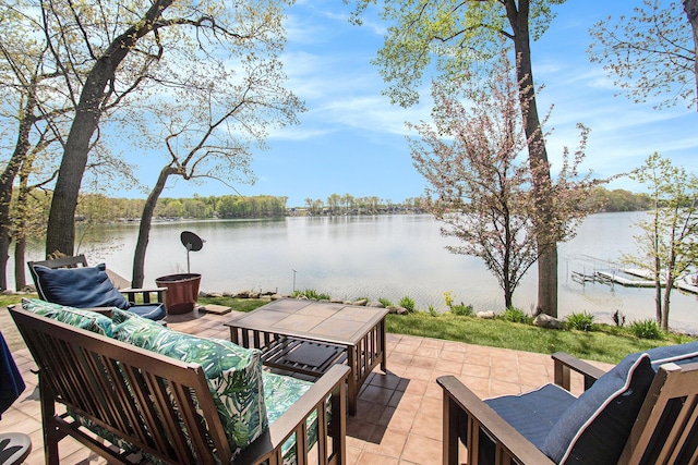 47463 Lakeview Dr, Lawrence, MI 49064 - view of patio with a water view and an outdoor hangout area