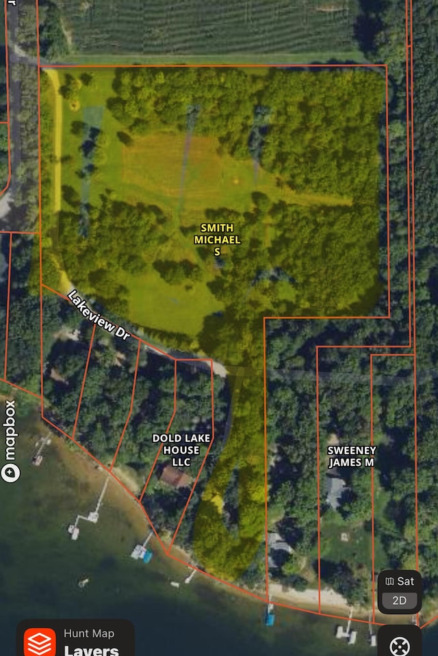 47463 Lakeview Dr, Lawrence, MI 49064 - aerial view of property's location with property parcel outlined