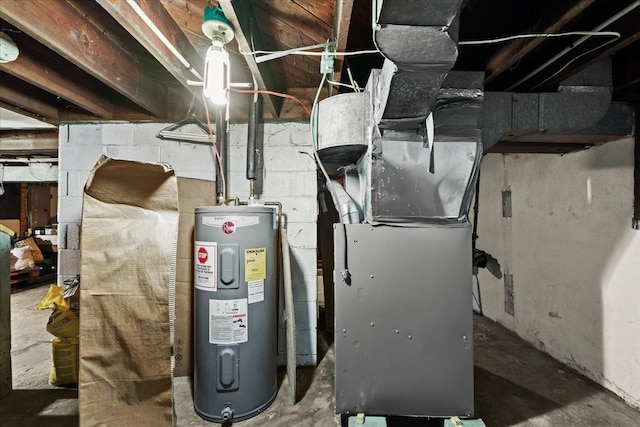 utilities featuring heating unit and electric water heater