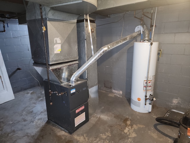 utilities featuring water heater and heating unit