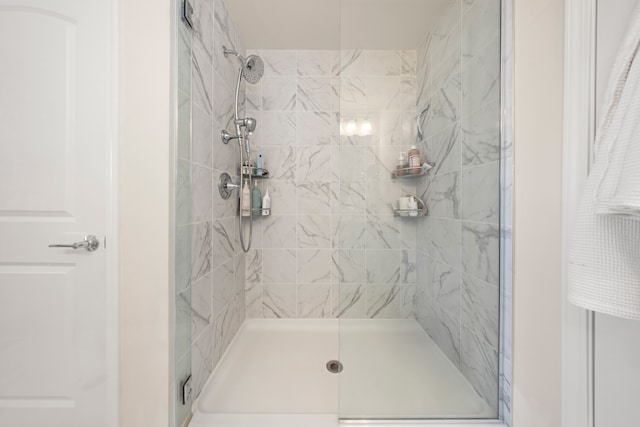 bathroom featuring a shower stall