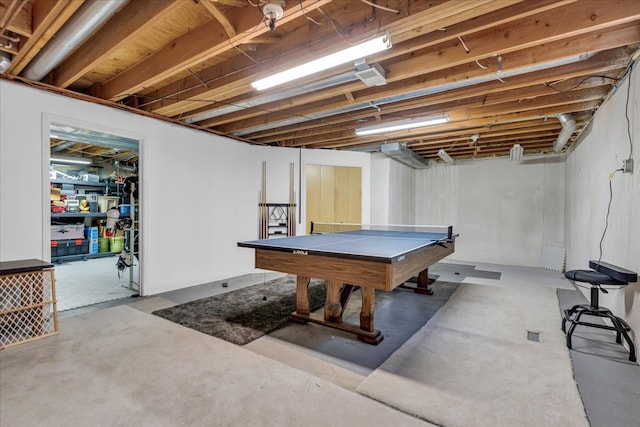 game room featuring billiards and concrete flooring