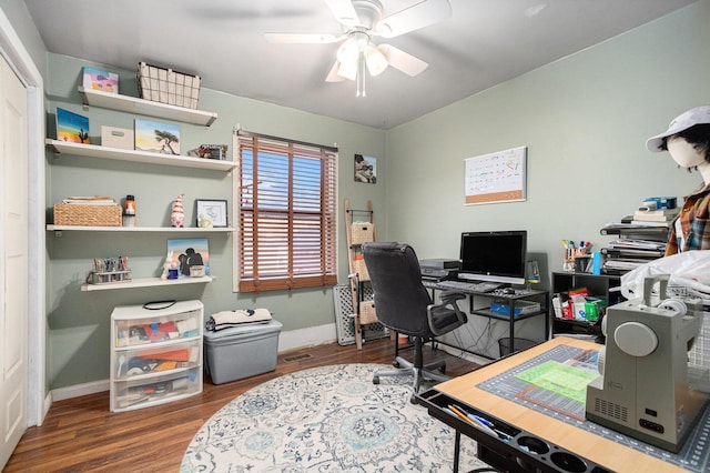 10172 US Highway 12, New Buffalo, MI 49117 - home office with baseboards, wood finished floors, and ceiling fan
