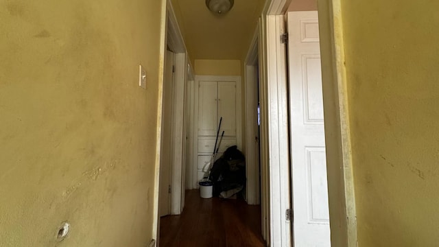 corridor with dark wood-style flooring